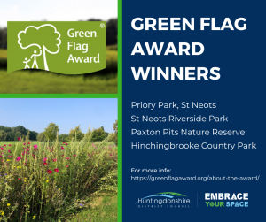 List of 4 sites in Huntingdonshire that have won the Green Flag award