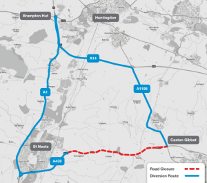 Map showing road closure and diversion routs for National highways 